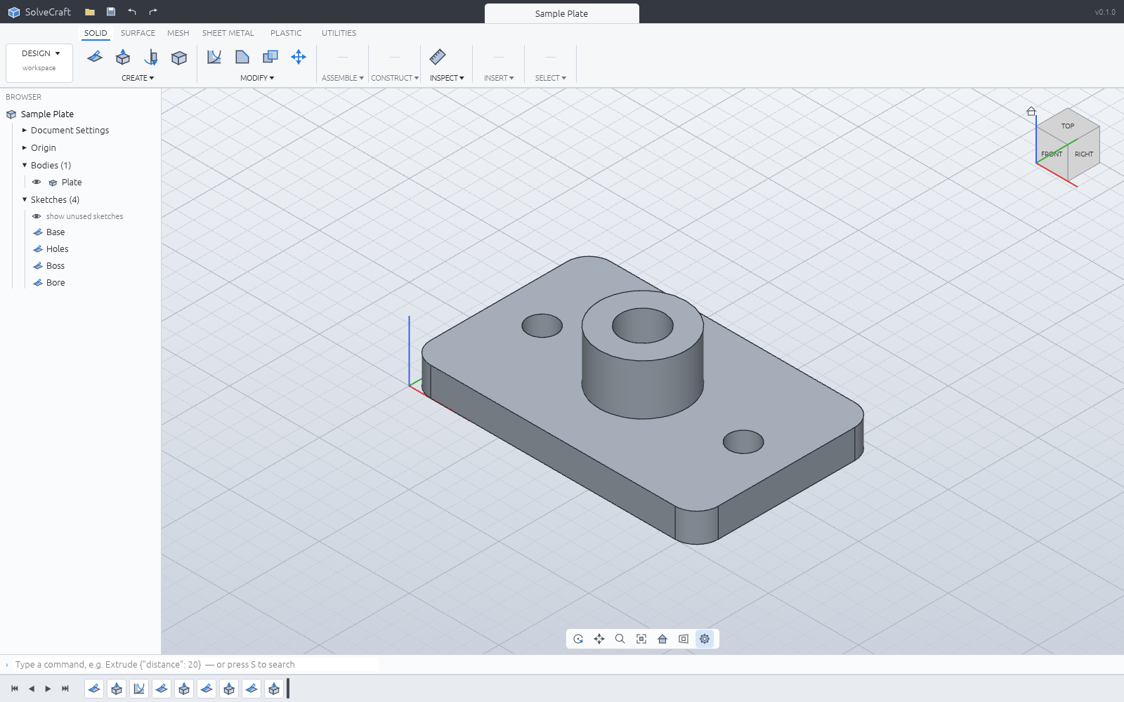 The sample plate in SolidCraft